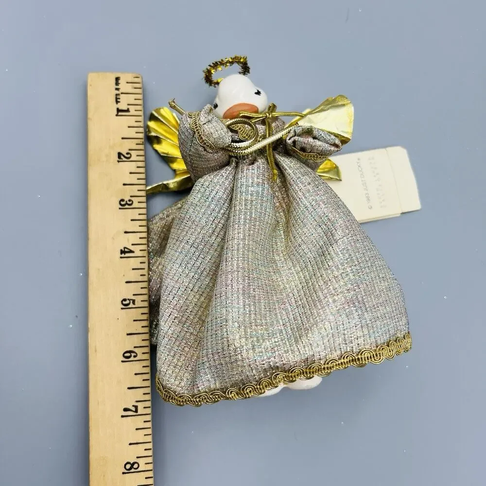 VTG 1983‎ Just Ducky Horn Angel Figurine Ceramic Christmas Kitsch Gold Wings